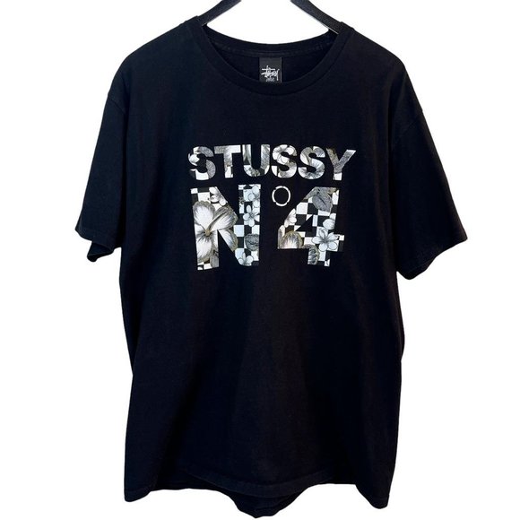 Stussy Tops - Vintage Stussy N4 Mens Graphic T-Shirt Black Skater Spell Out Crew Neck 90's L